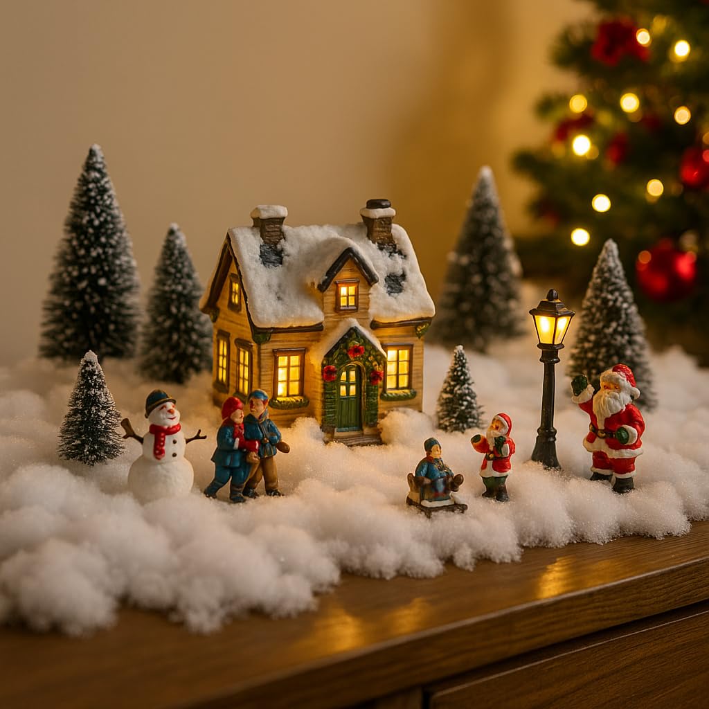 Christmas Fake Snow Decor, Fluffy Artificial Snow Fake Snow Decoration, Flame Resistant Indoor Cotton Snow Blanket for Xmas Village, Nativity, Xmas Tree, Crafts, Photo Prop, Xmas Decorations (5.6OZ)