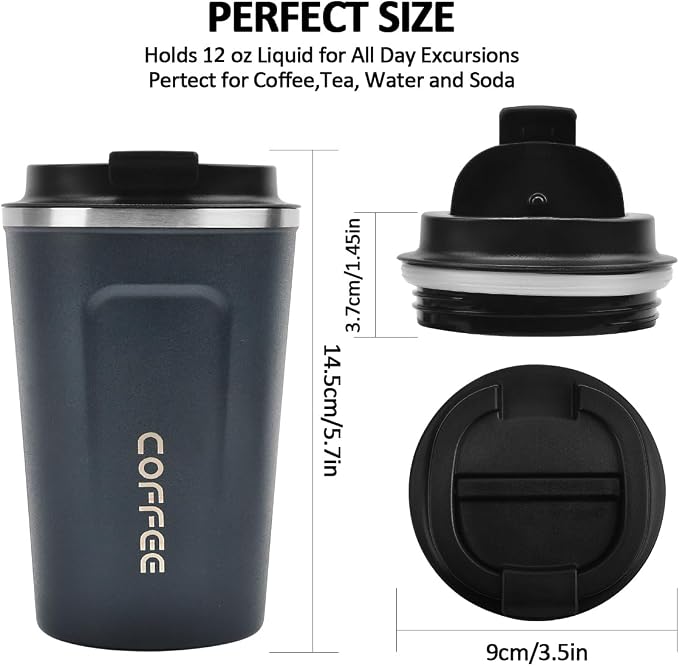 CS COSDDI 12 oz Stainless Steel Vacuum Insulated Tumbler - Coffee Travel Mug Spill Proof with Lid - coffee Cup for Keep Hot/Ice Coffee,Tea and Beer (Tibetan blue)