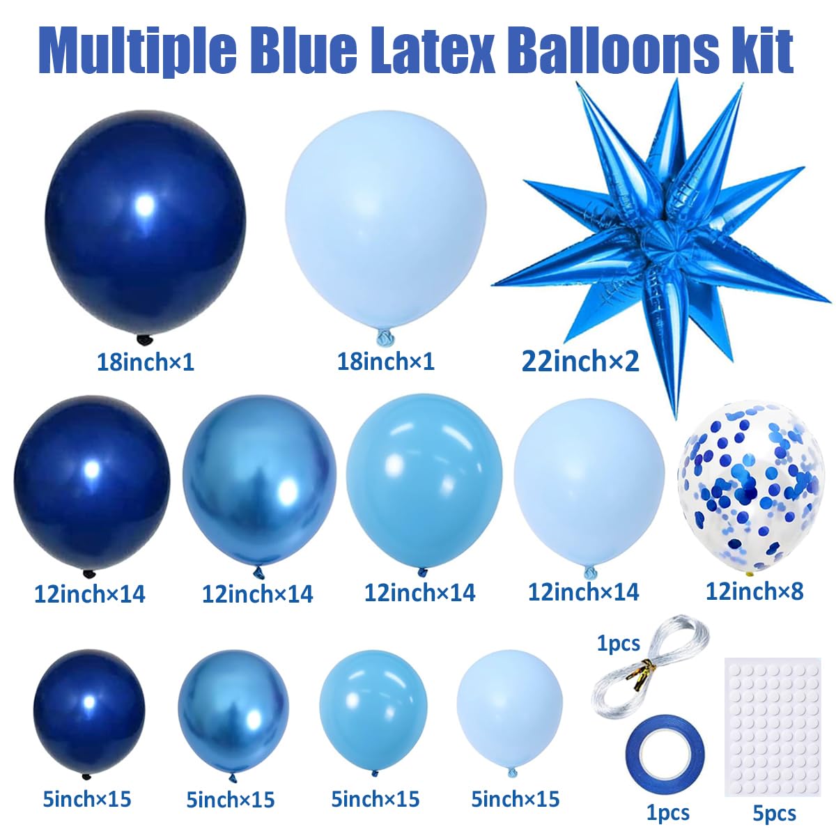 KARLURE Blue Balloons Arch Kit, Different Shades Light Navy Blue Balloons for 2026 Graduation Decorations Grad Class Baby Shower Boy Men Birthday Party Bridal Shower Wedding Anniversary Decorations