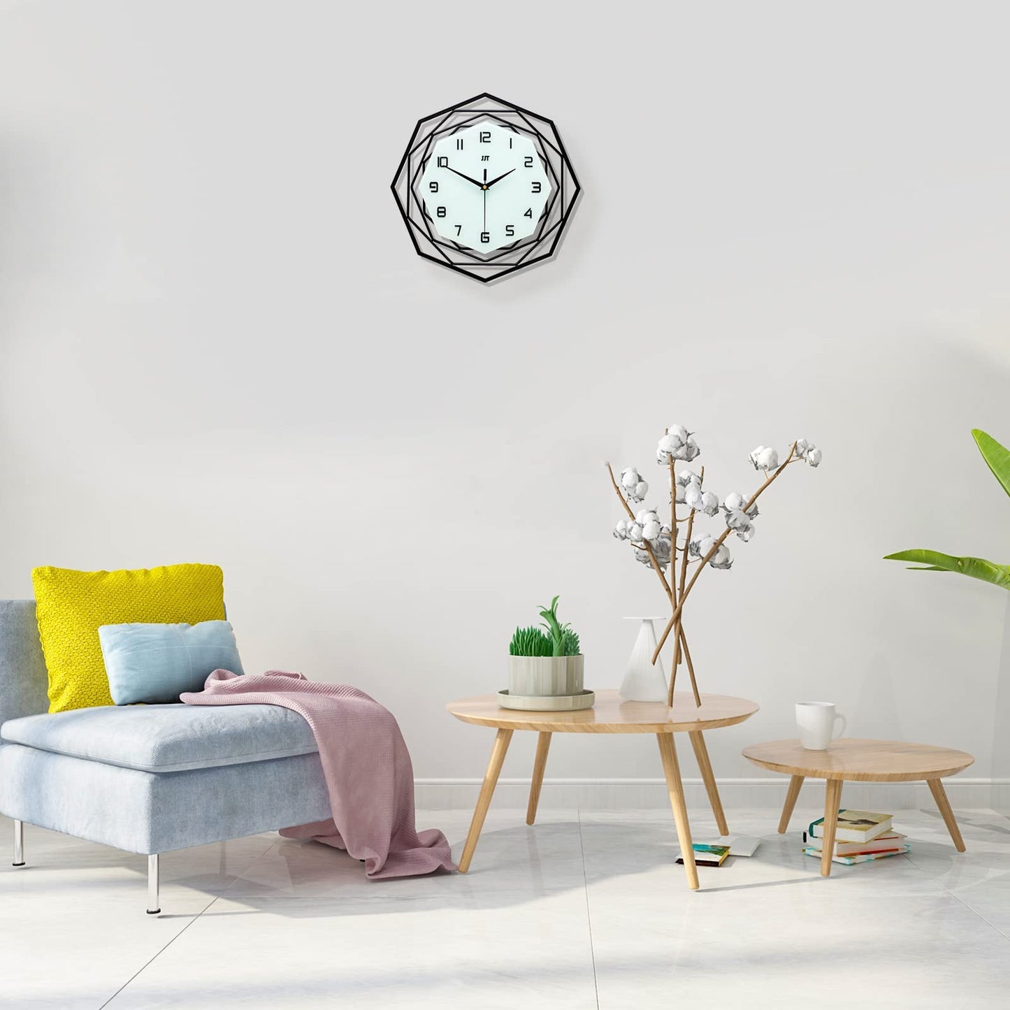 JUJUDA Large Wall Clock for Living Room Decor Modern Big Wall Clock for Kitchen Bedroom Home Decoration Extra Giant Black Clock Battery Operated for Dining Room Bathroom Office Decorative 15 Inch