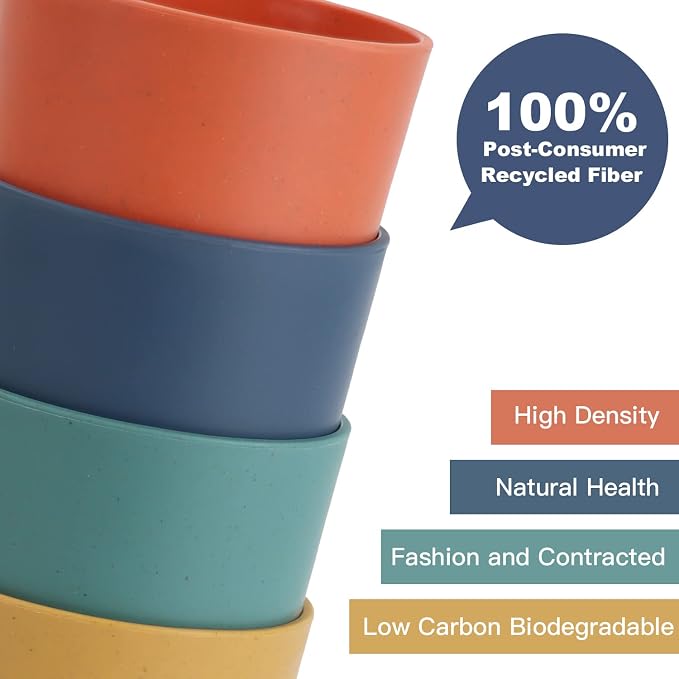 Homienly Plastic Cups Alternative, Unbreakable 20 OZ Wheat Straw Cups-Set of 8, Reusable Lightweight Drinking Glasses for Water, Juice, Dishwasher Safe Cups Sets for Kitchen, Outdoor, RV(Multi)