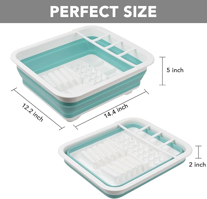Tiawudi Collapsible Dish Drying Rack, Pop Up Dinnerware Drainer, Portable Plate Organizer for Kitchen RV Campers Travel Trailer, Space Saving Kitchen Storage Tray