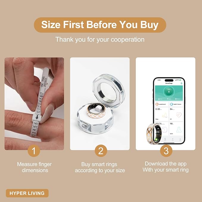 Smart Ring Health Tracker, Sleep Tracker Ring with Heart Rate, Waterproof Fitness Ring for Activity Monitoring/Steps/Distance/Calories, Air Gesture (8)