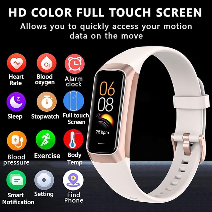 Fitness Tracker with Heart Rate/Blood Oxygen/Sleep Monitor, 20+ Sports Modes Smart Watches for Women/Men, Activity & Step Tracker Smart Watch for Android/iOS Phones (White)