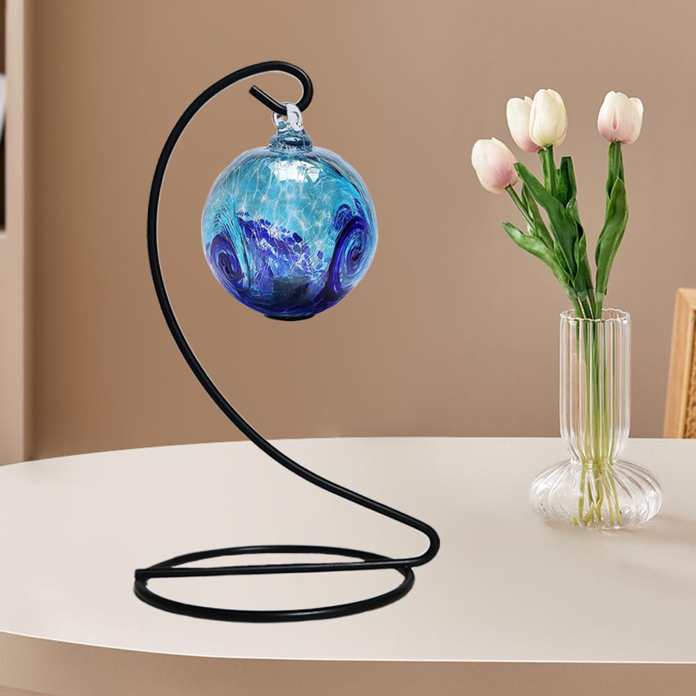 MADOCEGO Black Ornament Display Stand,Iron Hanging Stand Rack Holder for Hanging Glass Globe Air Plant Terrarium,Christmas Ornament and Home Office Party Decoration (Black)