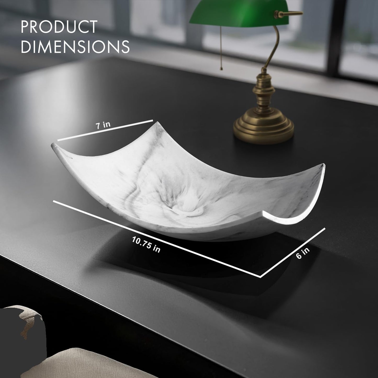 Creative Scents White Marble Look Decorative Bowl with matching Set of 3 Balls (2.75”) for Coffee Table Centerpiece, Dining Table, Living Room