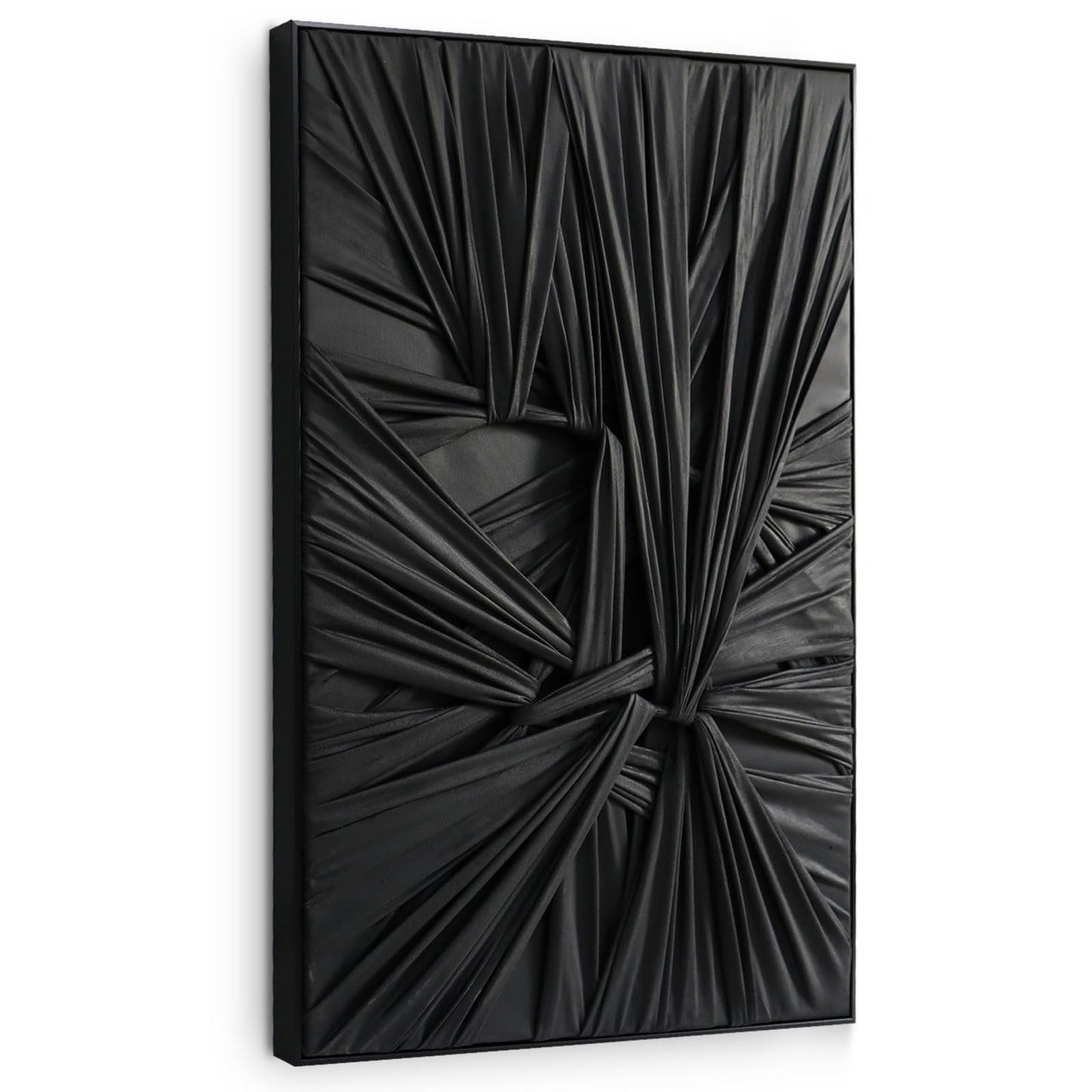 SAFERRYHOME Black Abstract Textured Minimalist Wall Art - 3D Contemporary Dimensional for Home Office Living Room Modern Wall Decor Framed - 24"x36"
