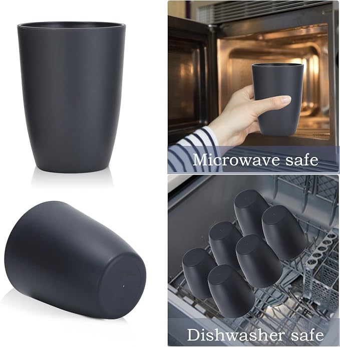 Wrova Wheat Straw Cups 8 PCS Good Alternative to Plastic Reusable Cups 20 oz Unbreakable Drinking Cup Reusable Dishwasher Safe Water Plastic Glasses Deep Gray