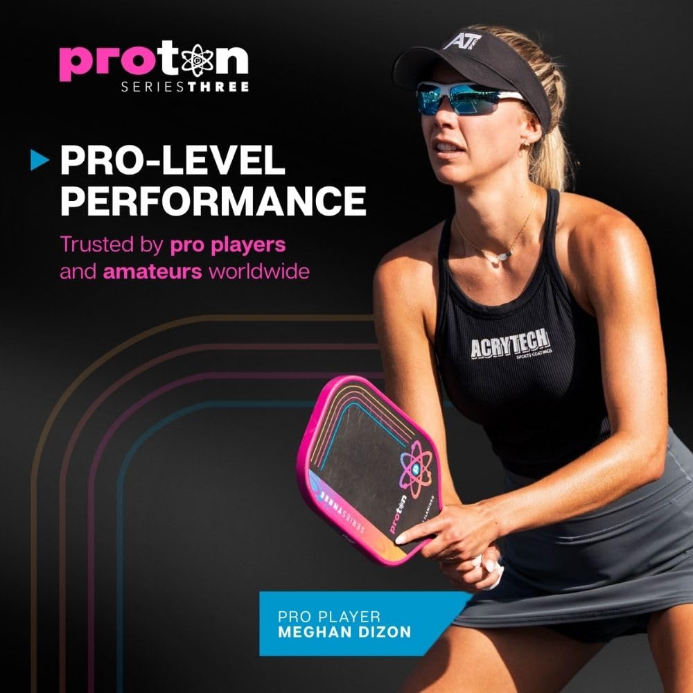 Proton Series Three Project Flamingo Pickleball Paddle - 15mm Velocity Core & Carbon Fiber Face (Pink, Widebody)