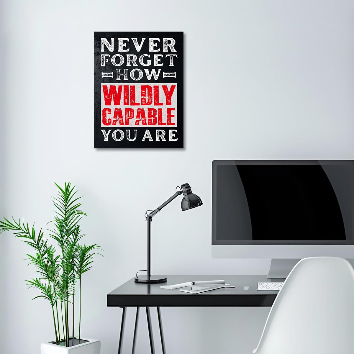 Gwisml Inspirational Canvas Wall Art,Never Forget How Wildly Capable You Are Motivational Quotes Canvas Frame Painting Prints Posters Artwork For Home Office Wall Decor