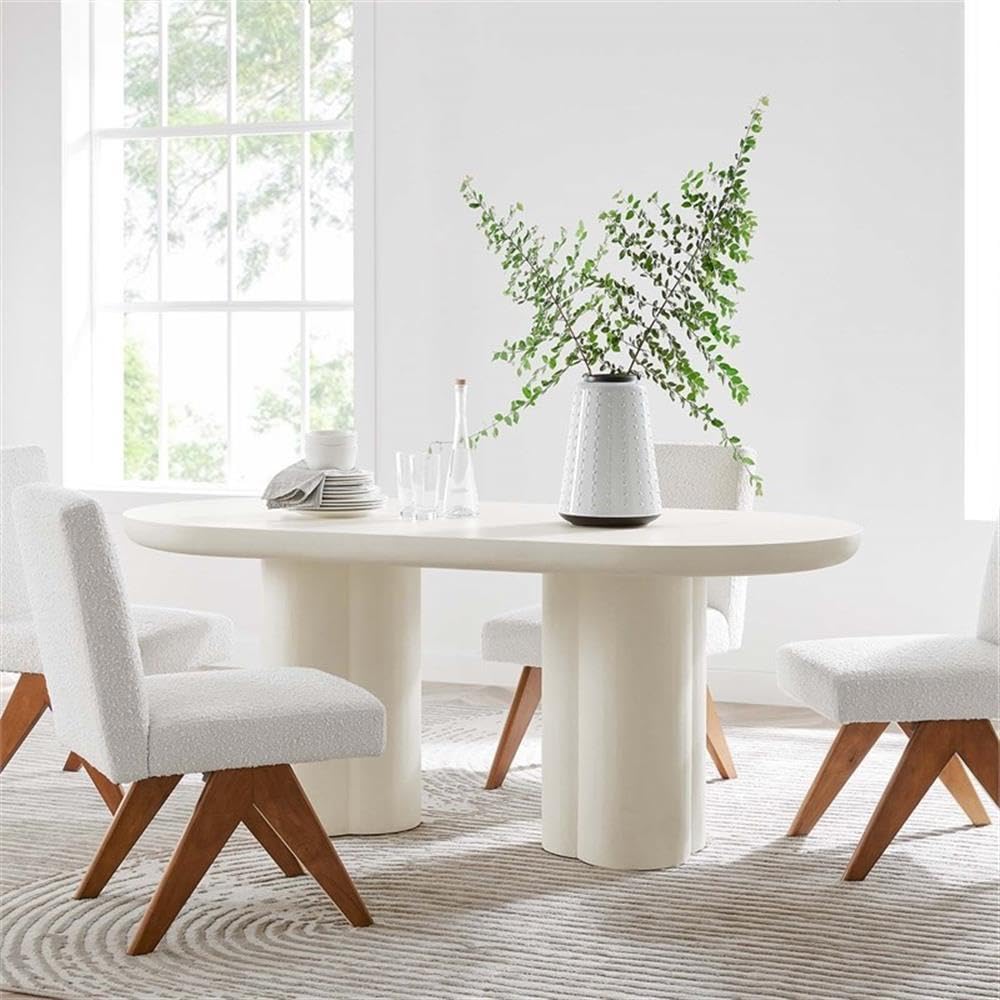Modway EEI-6764-WHI Caspian 72" Oval Concrete Dining Table, White