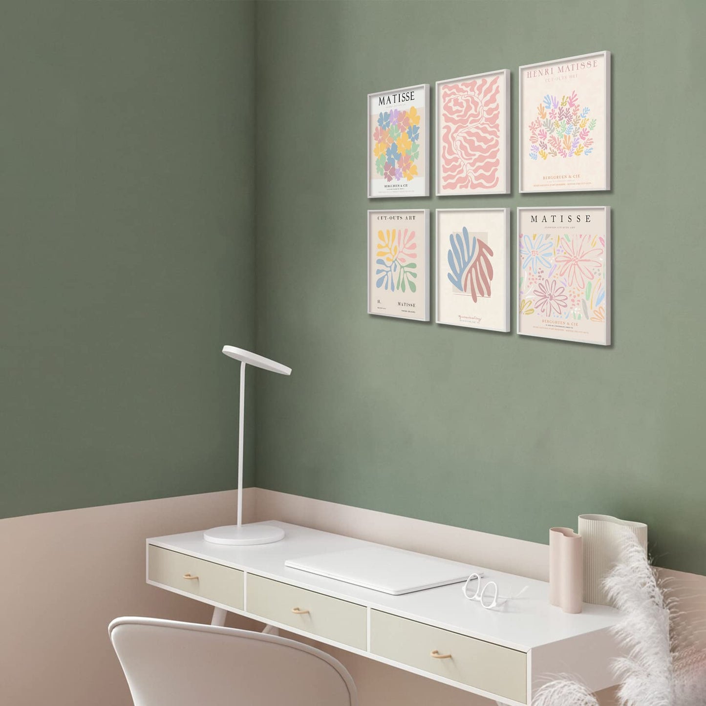 KBKBART Henri Matisse Posters, Danish Pastel Room Decor Aesthetic, Abstract Matisse Wall Art, Minimalist Flower Boho Art Prints, Gallery Wall Decor (8x10inch, Unframed)