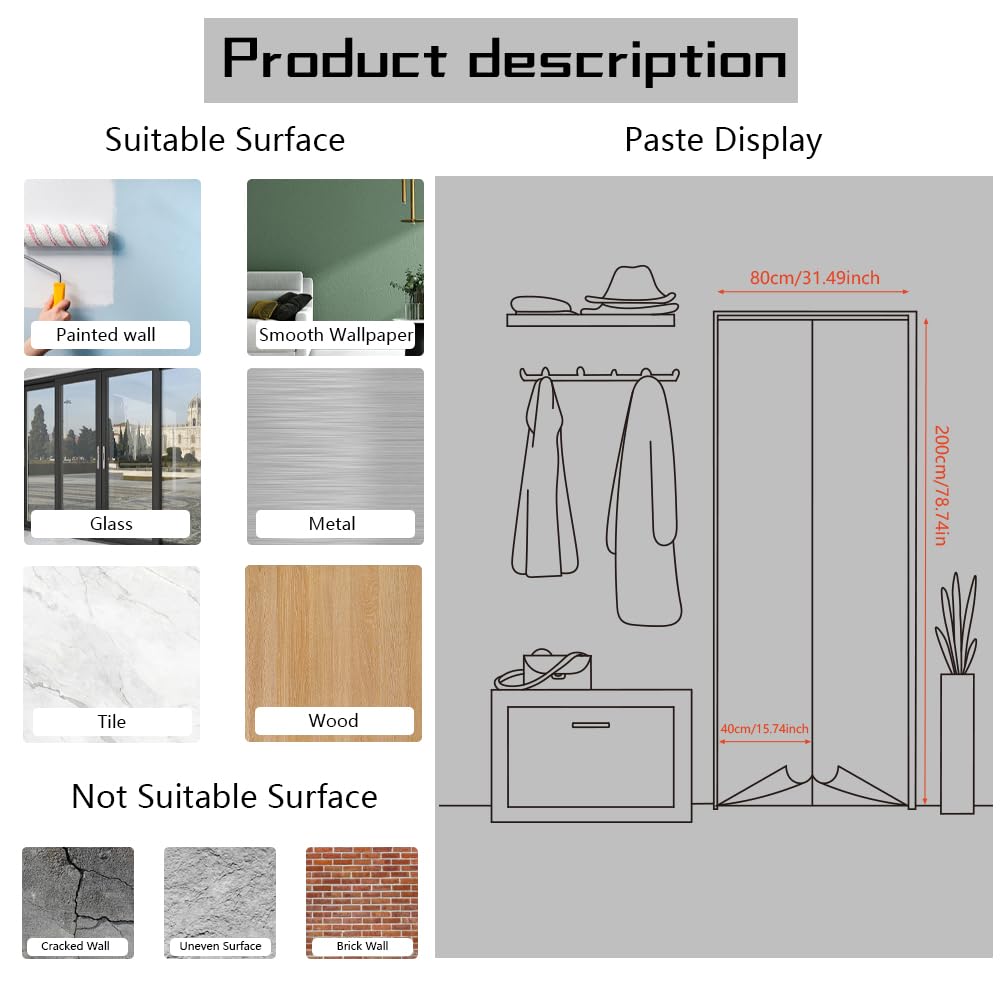 arricraft 2 Pcs Self-Adhesive Door Stickers, 31.5"x78.7" Marble Texture Pattern Door Murals Stickers PVC Removable Wallpaper Decoration for Bedrooms Living Room
