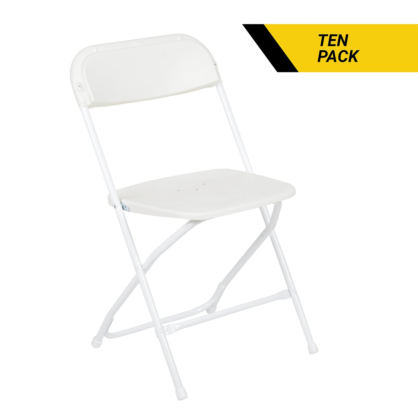 UPGORILO Set of 10 Folding Plastic Chairs in White - 650 lbs. Static Weight Capacity per Chair