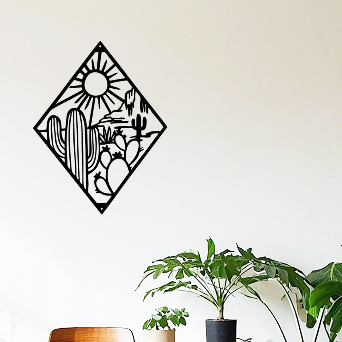 Jidecor Metal Western Cactus Desert Wall Hanging Decor Silhouette Wall Art for Home Living Room Bedroom Kitchen outdoor decor (Black)