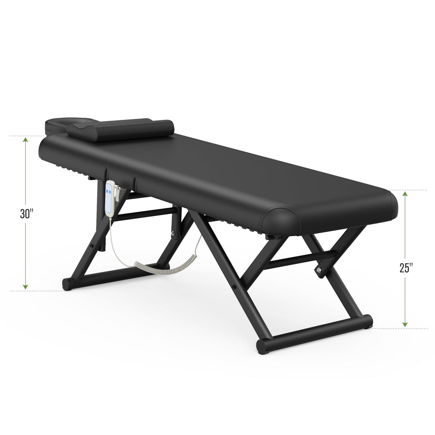pouseayar Adjustable Massage Table with Face Pillow & Headrest, Sturdy and Solid, Silent and Easy to Adjust - Adjustable Backrest, Electric Leg Lifting, Black