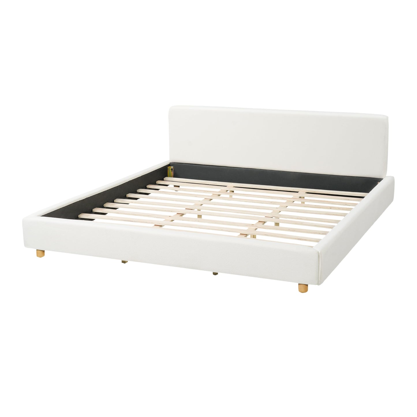 Merax King Size Boucle Upholstered Platform Bed Frame with Headboard,Modern Soft Fabric for Bedroom with Wood Slats Support for Bedroom