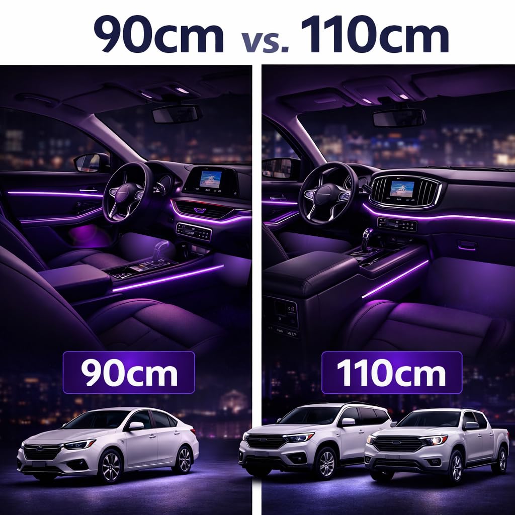 Acrylic Interior Car LED Strip Lights,dreamcolor 6-in-1 Car Ambient Lighting Kit, with APP Control, 622 LED Fiber Optic Strip Lights for Cars,Supports Neon Sync with Music DIY Mode.