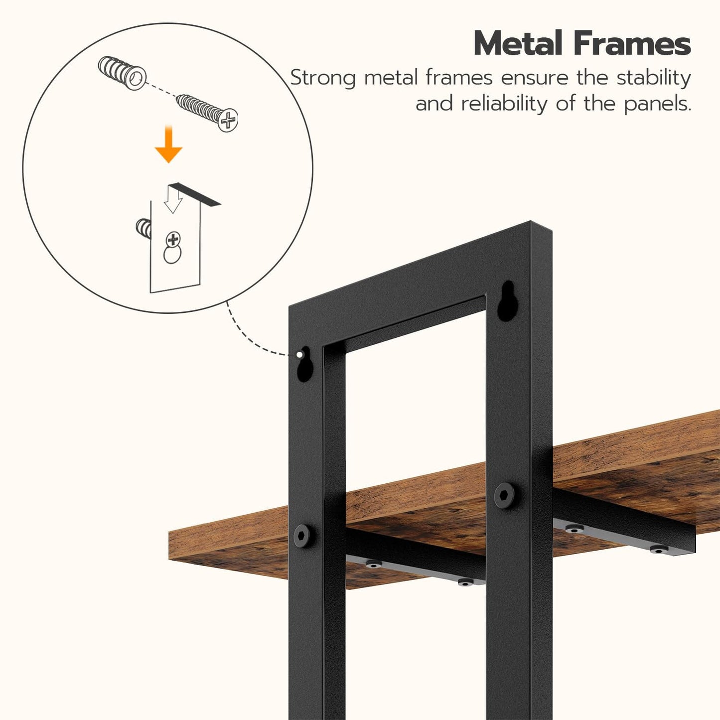 HOOBRO Floating Shelves, 15 Inch Wall Shelf Set of 2, Wall Mounted Storage Shelves 2-Tier, Hanging Bathroom Shelves, for Living Room, Bedroom, Bathroom, Kitchen, Rustic Brown and Black BF32BJ01G1