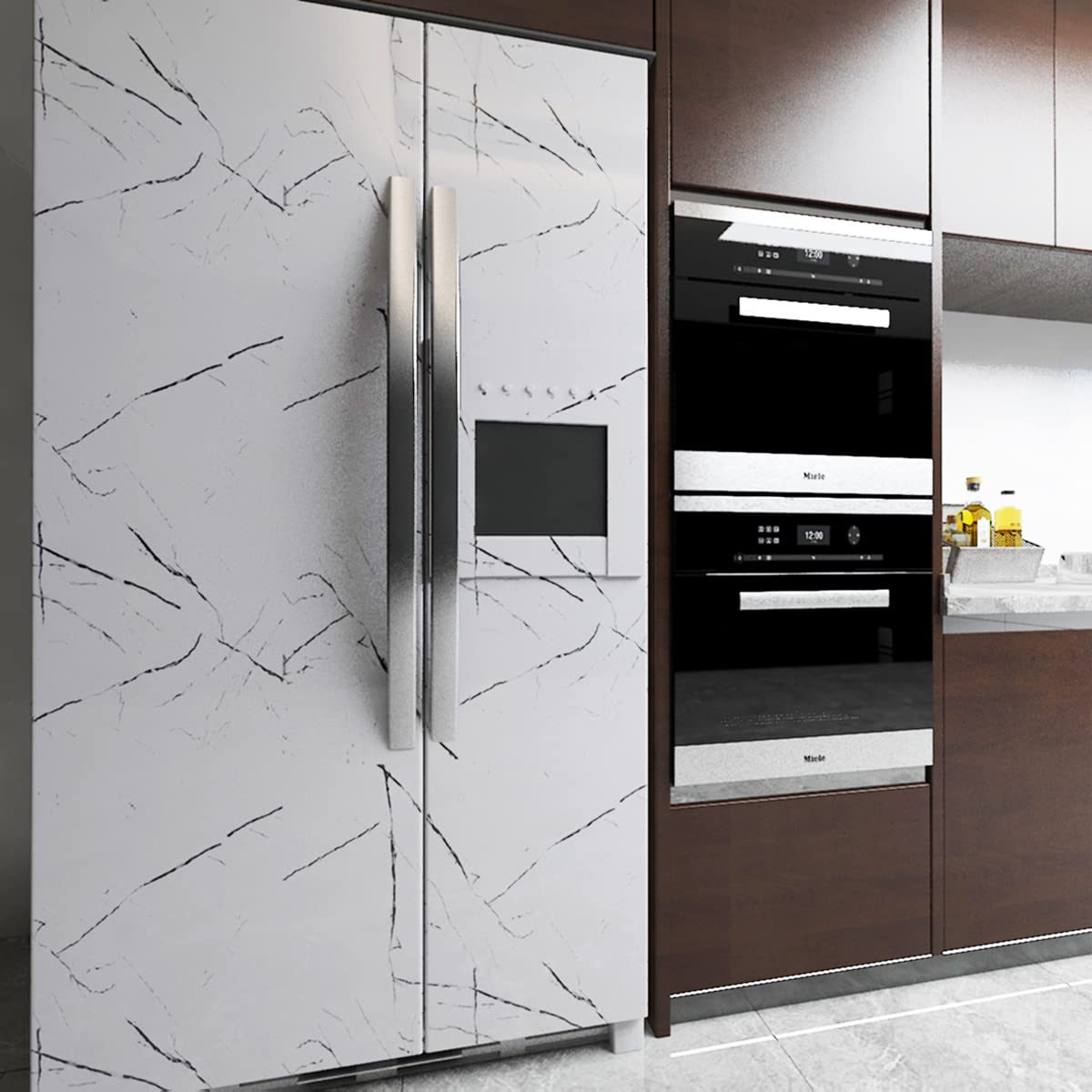 White Granite Wallpaper Peel Stick Glossy Thick Marble Contact Paper for Countertop 16x354 inch Waterproof Oil Proof Self Adhesive Furniture Stickers Kitchen Counter Shelf Liner Wall Vinyl Decorative