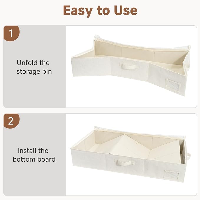 StorageWorks Under Bed Storage Containers - Large Underbed Storage with Handles and Label Holder, 2 Pack Ultra-thick Fabric Underbed Bins, Closet Organizer for Clothes, Blankets, Sweater