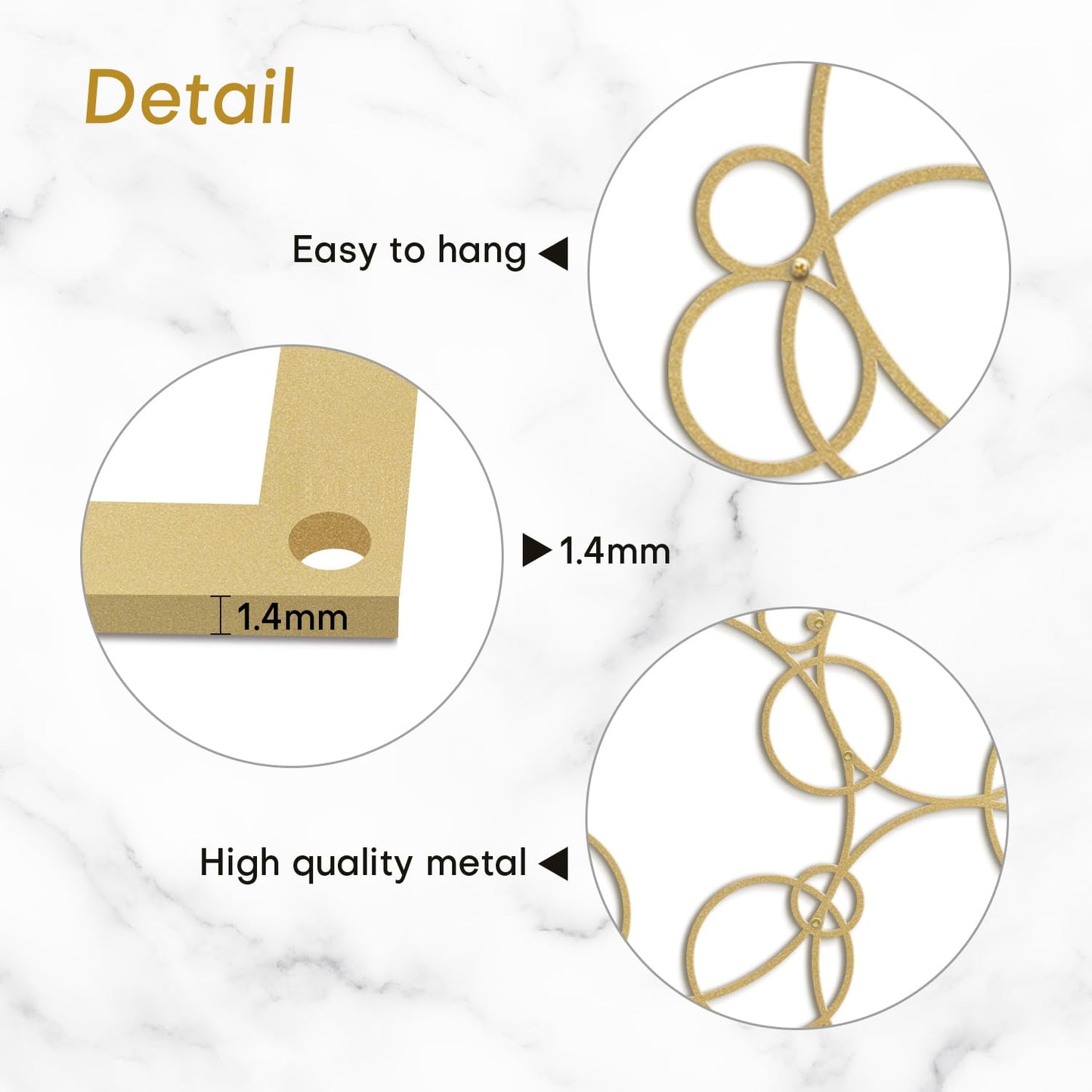 SIGNLEADER Metal Wall Decor Circles Bubbles Minimalist Modern Luxury Wall Sculpture Hangings 3D Statue Home Decoration for Living Room, Bedroom, Bathroom, Kitchen, Fireplace, Office - 36" Gold