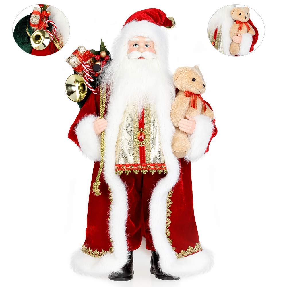 Uten 18" Santa Claus w/ Bear Christmas Decor Figure New Year/Holiday/Party/Home Decoration