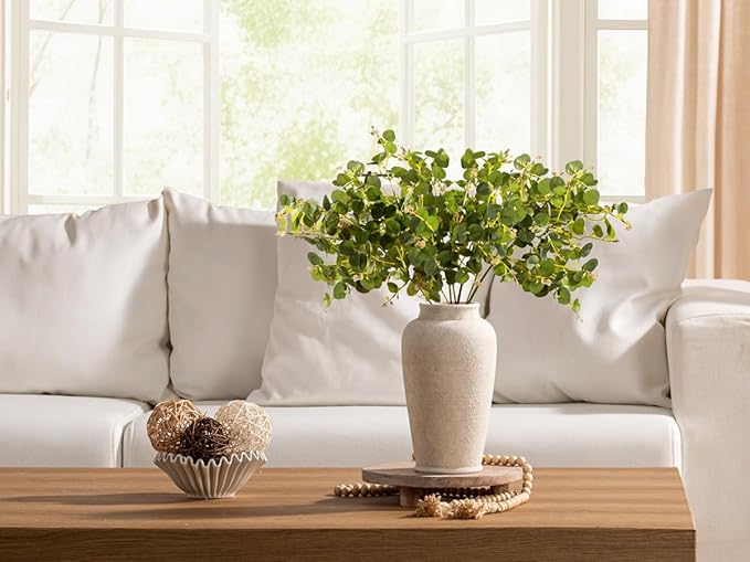 Ceramic Flower Vase, Large Flower Vase Tall Rustic Farmhouse Decorative Vase Floral Pottery Vases for Home Decor Table Living Room Entryway Mantel Bedroom Bathroom Kitchen - 11" W