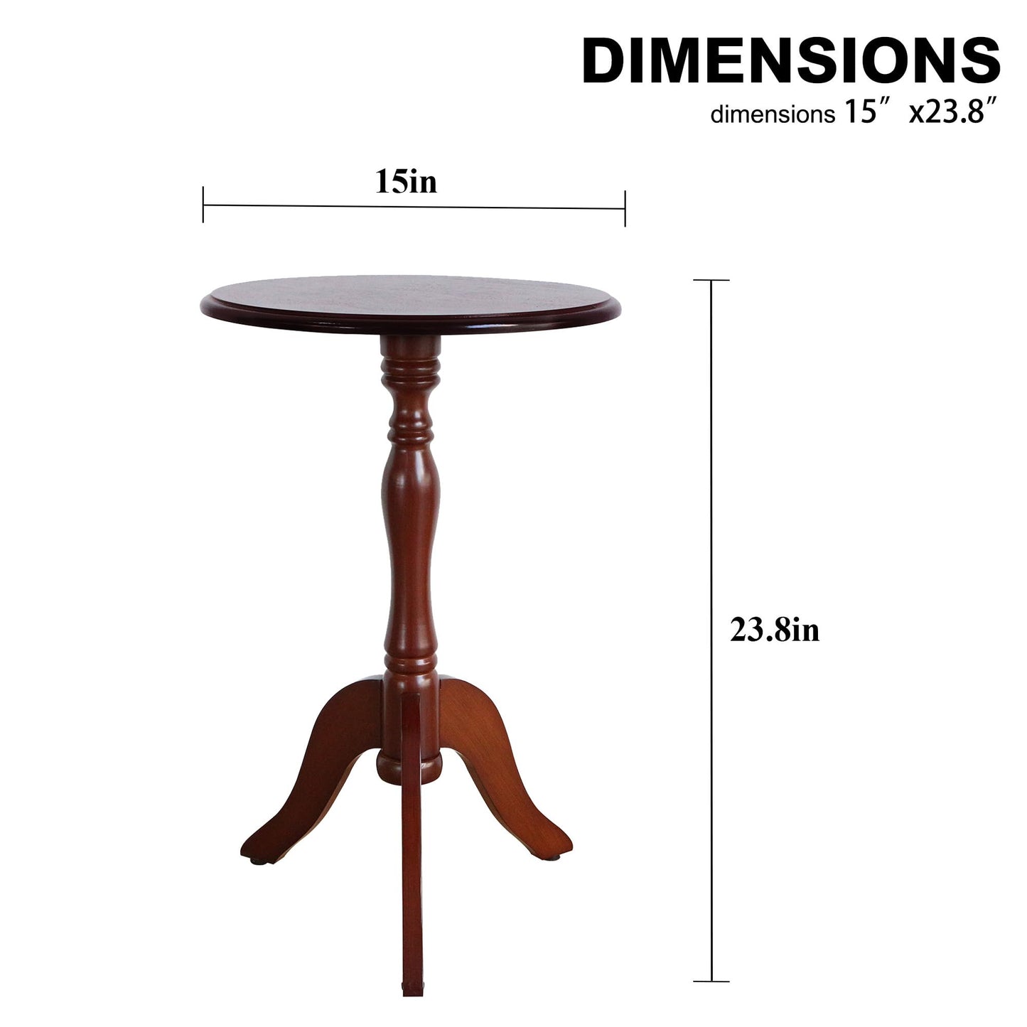 HLR Round Small End Table, Wooden Pedestal Side Coffee Tables, Vintage Accent Nightstand for Living Room, Bedroom, Entryway (1, Dark Brown)