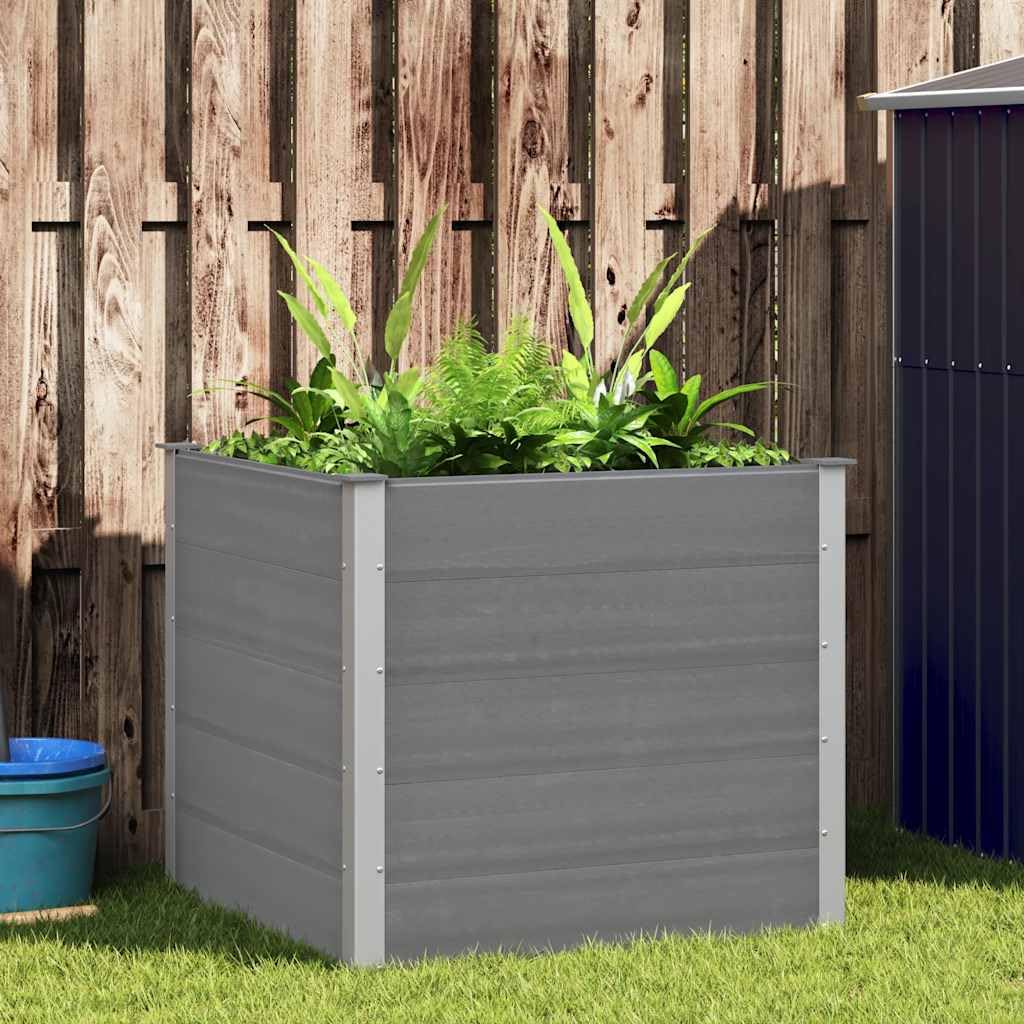 Mhdvray 39.4" Grey Square Raised Garden Bed, Wood-Plastic Composite Elevated Planter Box for Patio & Terrace, Large Outdoor Planter 100x100x91 cm