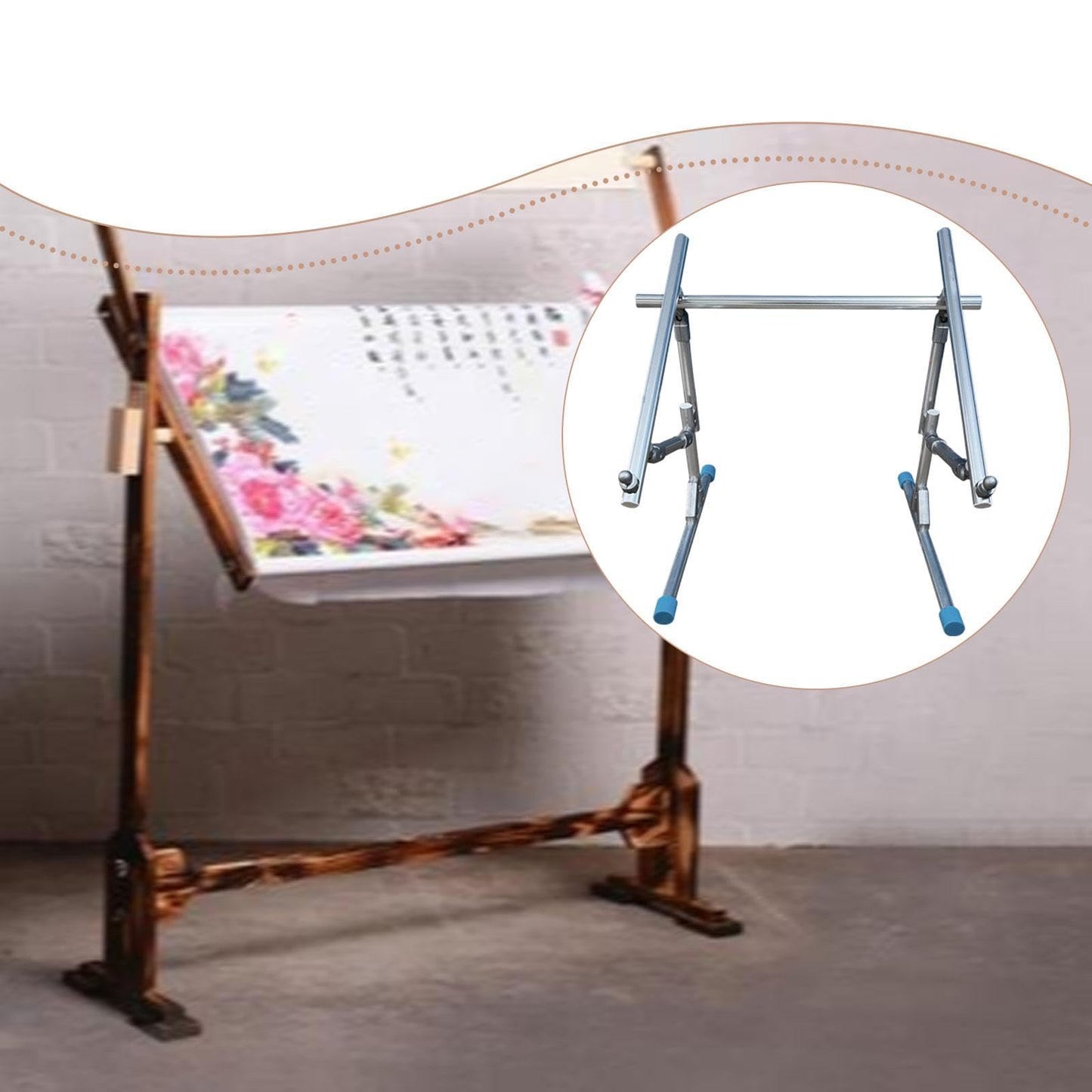 Hisxrcal Embroidery Frame Stand, Practical, Professional, Adjustable Floor Stand Made of Aluminum Alloy, 1 Bar