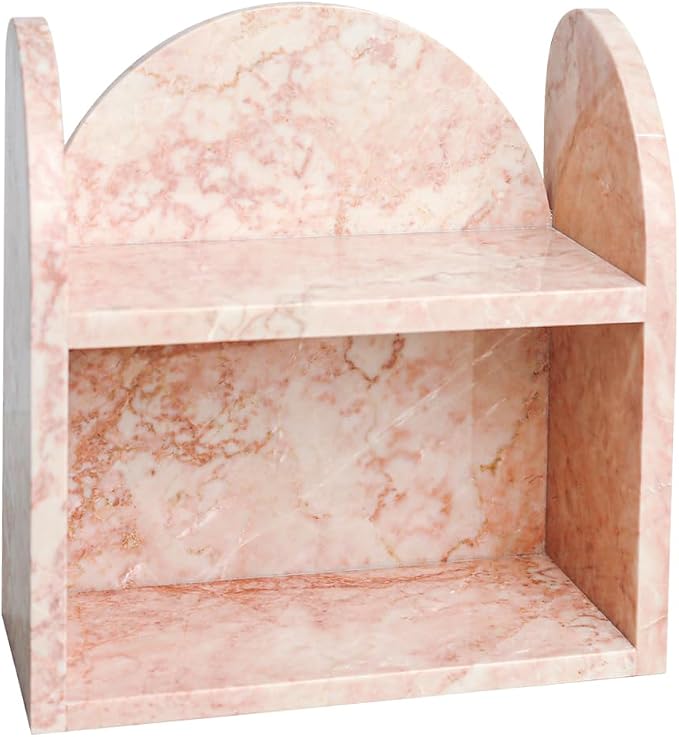 DUANYAN Marble Bathroom Counter Organizers and Storage, 2-Tier Luxurious Makeup Organizer for Perfume Cosmetic Skincare Jewelry, Natural Marble Counter Shelf, No Assembly Required