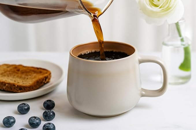 Ava Nord Ceramic Coffee Mugs Set of 4 | 12 oz Stoneware Coffee Cups | Lead-Free, Non-Toxic | Microwave and Dishwasher Safe | Comfortable Handle | Aesthetic Nordic Design for Tea and Latte | Sage Ash