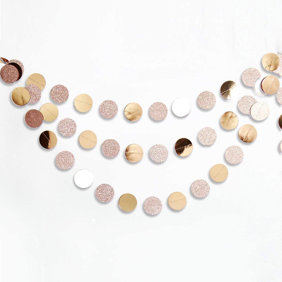 Decor365 Champagne Gold Party Decorations Glitter Gold Birthday Decoration Hanging Circle Garland Streamers Banner Backdrop Christmas New Year Eve NYE Anniversary Graduations Party Decor