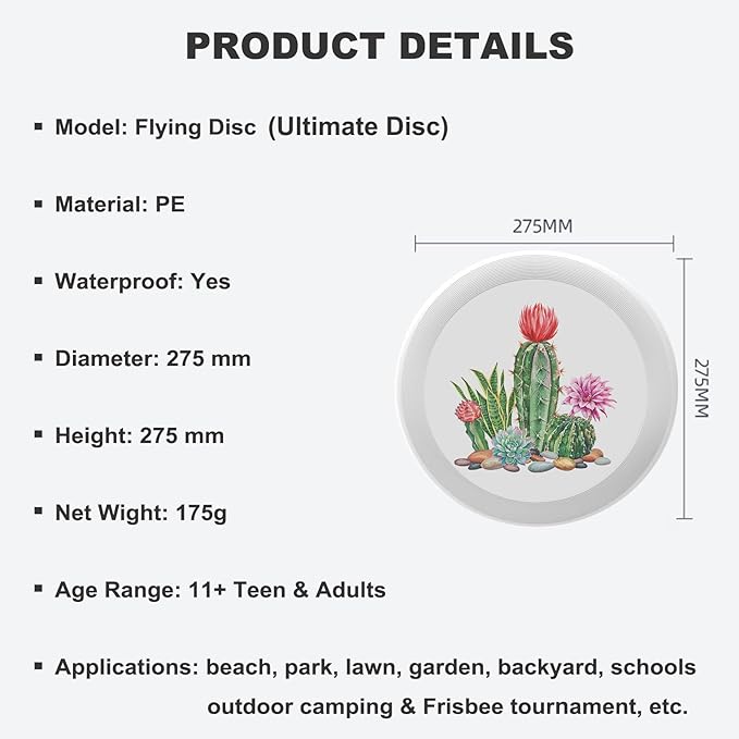 Rainbow Flower Outdoor Flying Disc Abstract Colorful Floral Ultimate Disc 175g for Boys Girls Men Women Birthday Christmas