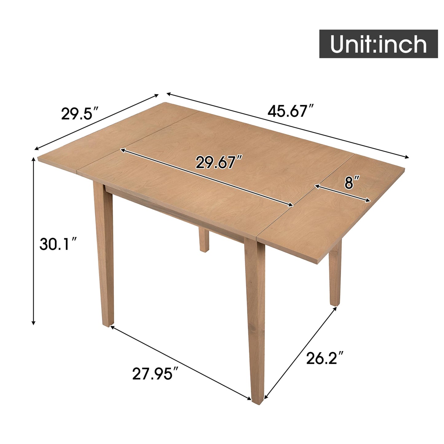 Merax Wooden 29"- 45" Folding Kitchen Table with Drop Leaf for Living Room, Kitchen, Dining Room, Small Space, Natural