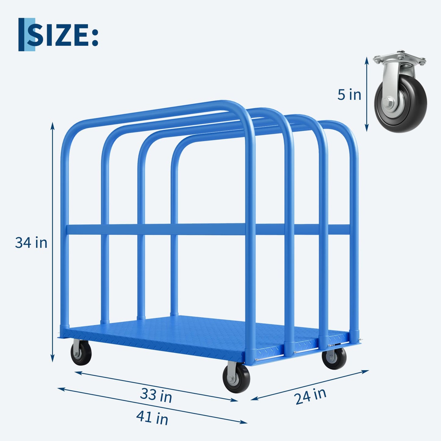 FinerFurnis 2000LBS Heavy Duty Folding Platform Cart - Q235 Steel Flatbed Trolley - 4 Swivel Wheels (2 Brakes) - Collapsible Design - Industrial Dolly for Office, Warehouse, Furniture Moving - Blue |