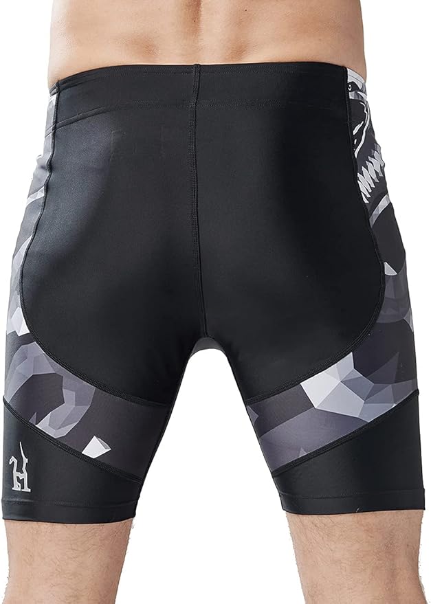 HUGE SPORTS Men's Rash Guard Swim Shorts Compression Swimming Jammer Cool Dry Active Swimsuit Workout Shorts Sports Tights