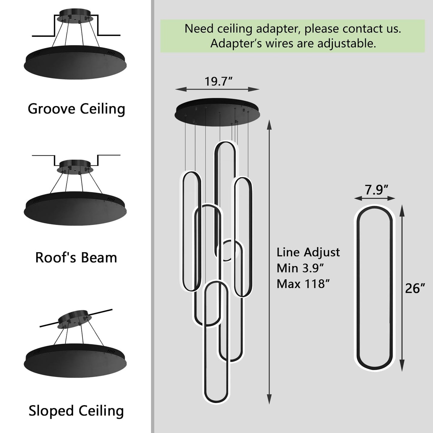 dolria 138'' Modern Chandelier Glam Chandelier LED Dimmable for Staircase Enterway Ceiling Chandeliers for Villa Foyer Living Room Black