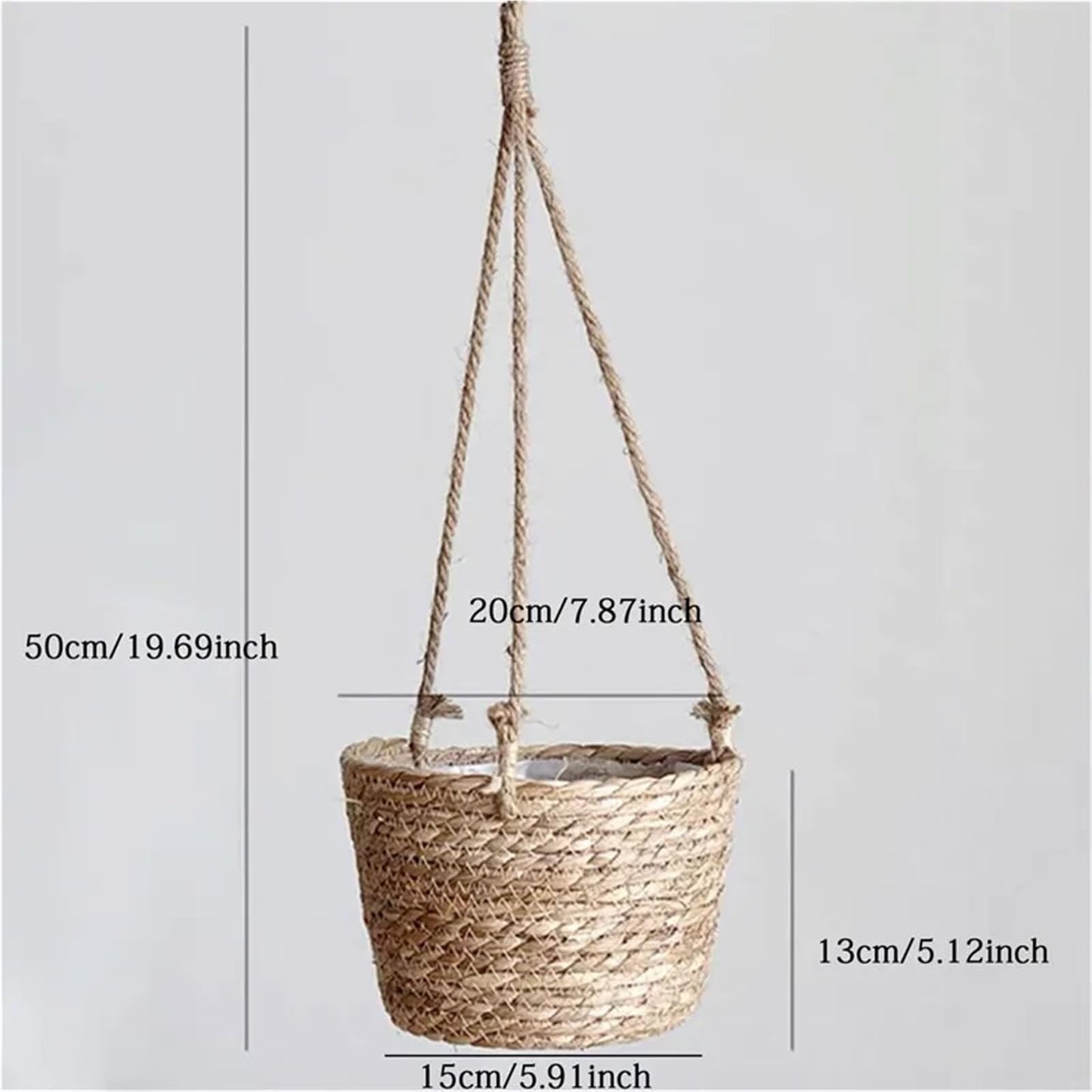 Xuvwbac Garden Hanging Planter Macrame Plant Storage Basket Jute Rope Woven Indoor Outdoor Flower Pot Holder(Color2)