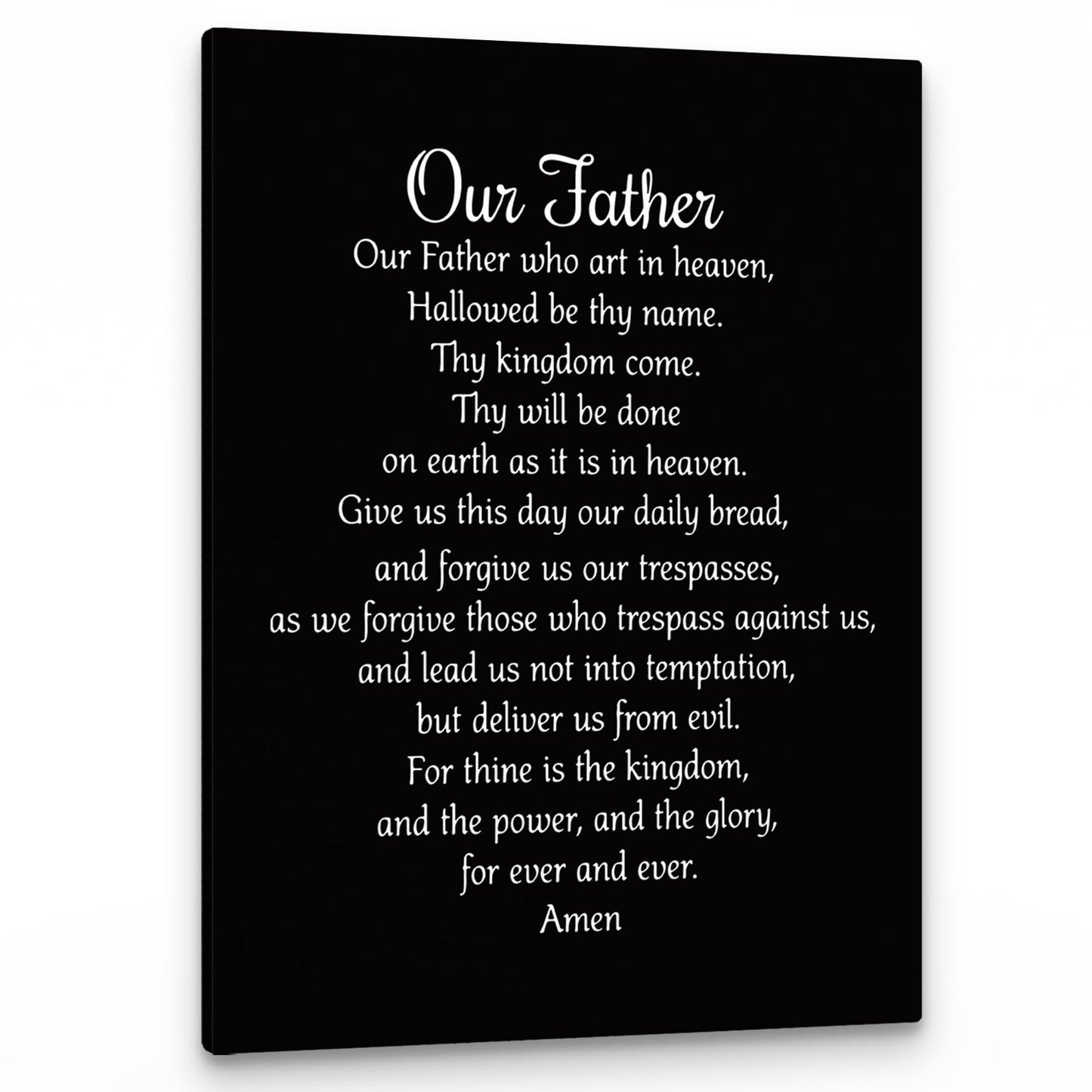 PHAMTE Our Father Prayer Wall Decor,Christian The Lords Prayer Wall Art Decor,Inspirational Quotes Bible Verse Scripture Print Framed Canvas Painting Christian Prayer Room Office Church Decor（11x14 Inch）（Black）