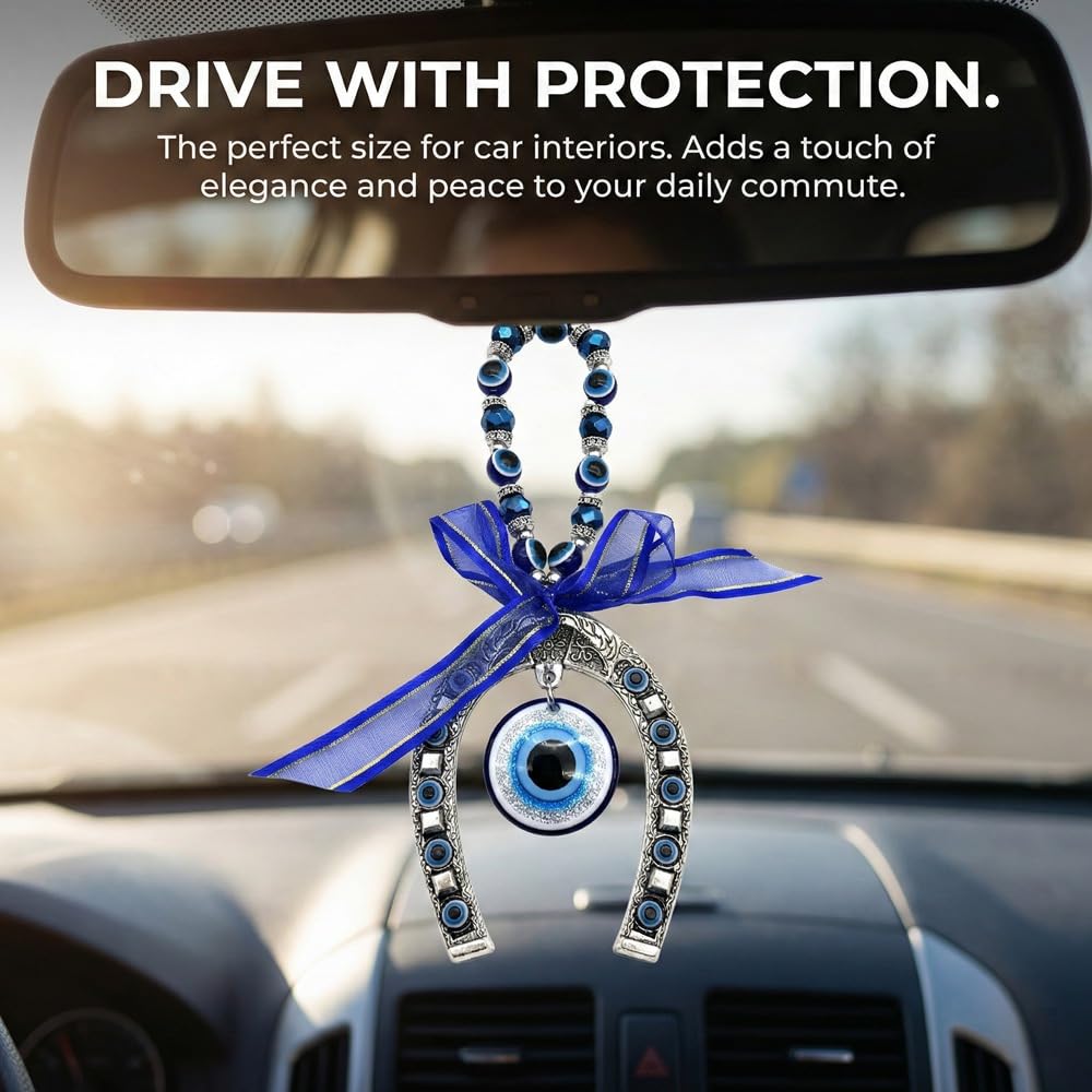 Blue Evil Eye Decor Wall Hanging Ornament Amulet for Home, Office, Car Decoration-Sign of Protection, Blessing and Strength