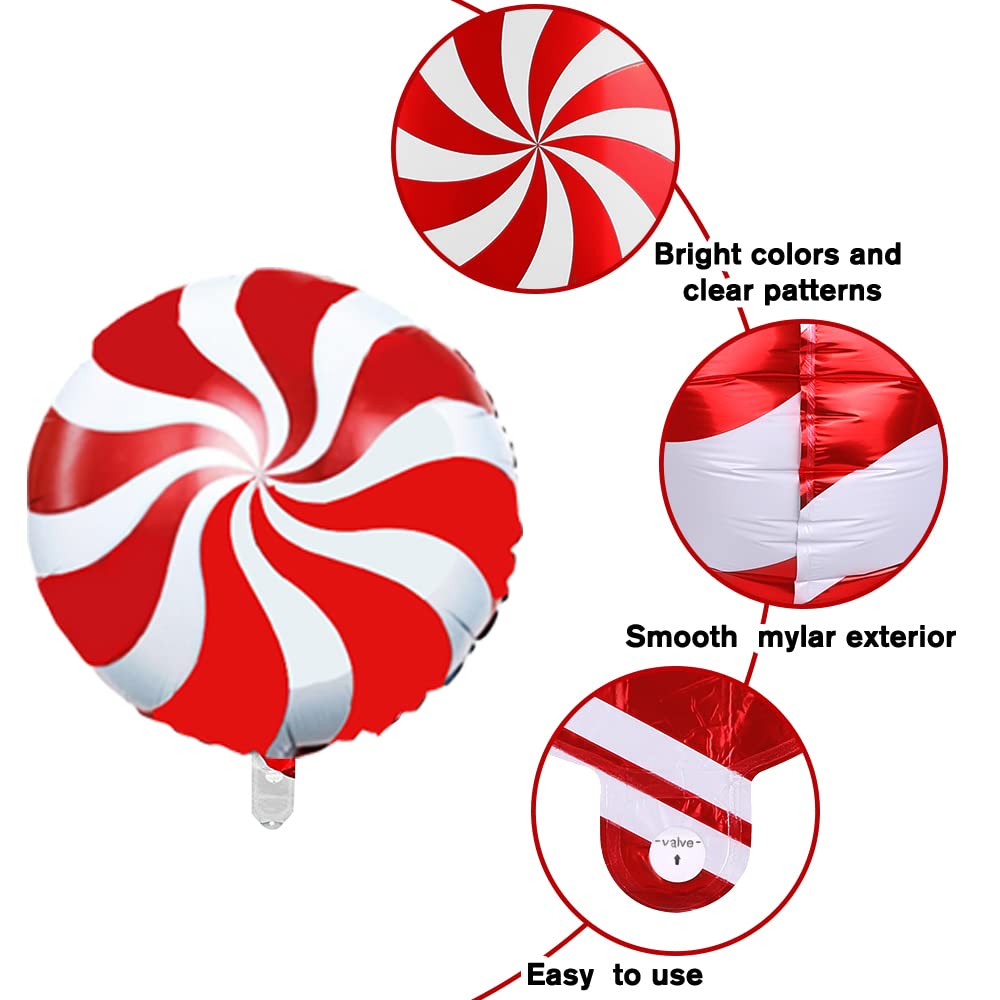 YUJUN 23Pcs Christmas Candy Cane Foil Balloons for Xmas Photo Backdrop Candies Theme New Year Christmas Decoration Party Supplies