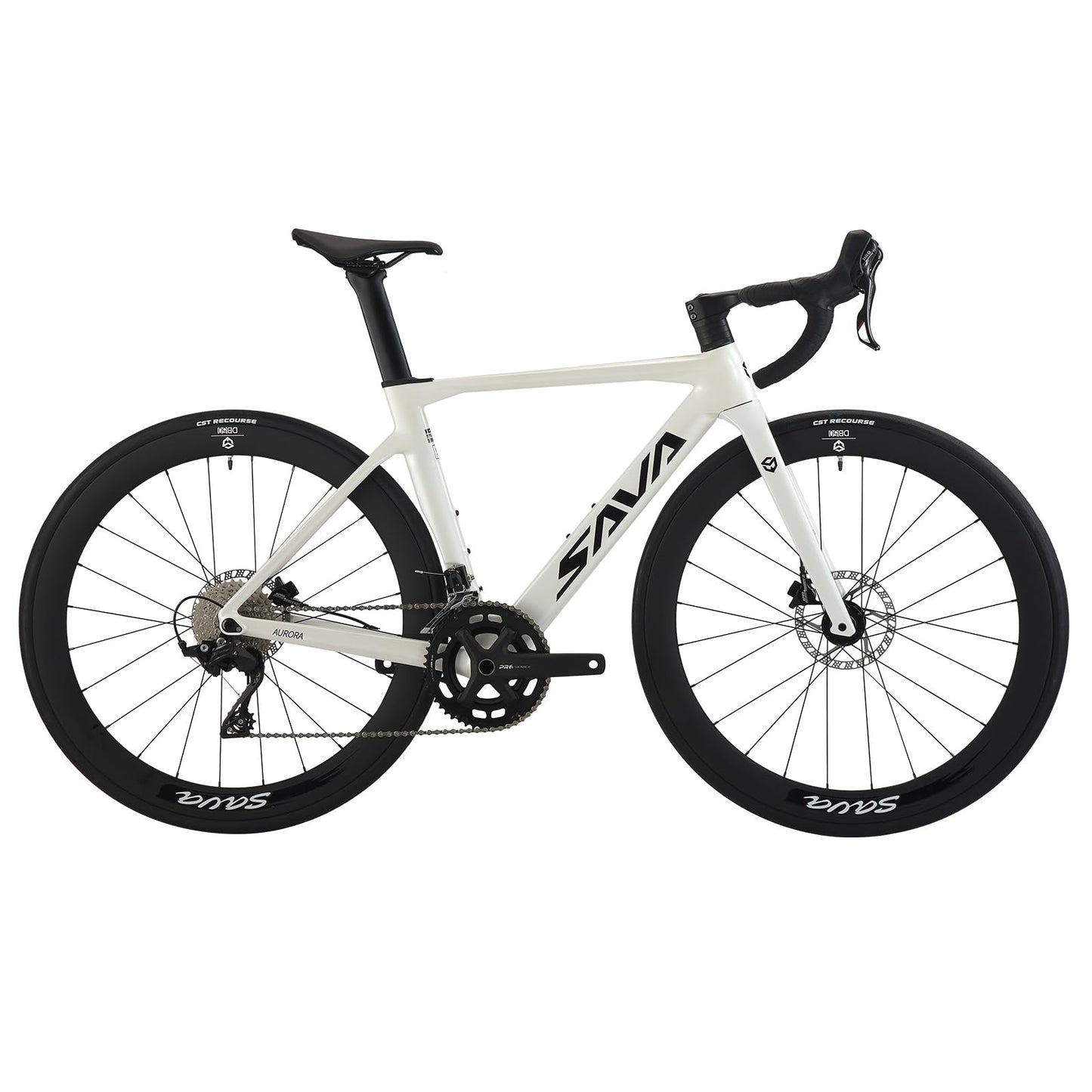 SAVADECK A7L Carbon Road Bike, T800 Carbon Fiber Frame 700C Racing Bicycle with Shimano 105 R7100 24 Speed Groupset and Hydraulic Disc Brake, Ultra-Light Carbon Bike for Man and Women(White,56cm)