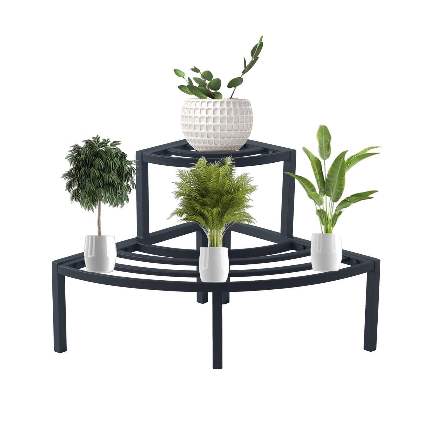 DHYGOTFUR Black Corner Plant Stand - 3-Tier Space Saving Flower Pot Rack - Rustproof & Weather Resistant Indoor/Outdoor Ladder Display Shelf for Patio, Garden, Yard, Balcony