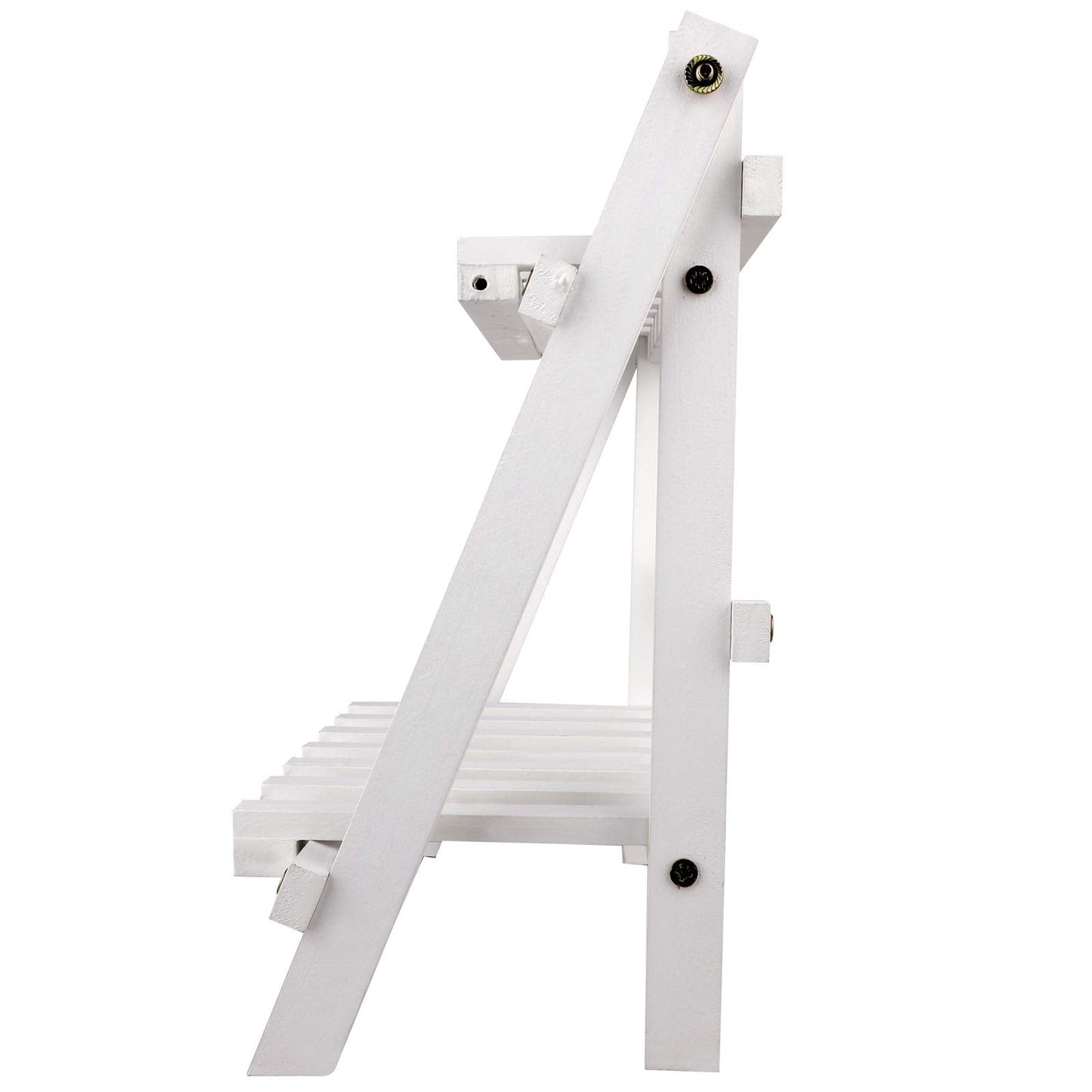 ZHZXBDGQ Wooden Plant Stand, 2 Tier Flower Display Rack Holder, Indoor Outdoor Plant Stand Flower Pots Holder for Home Desktop Garden Patio Balcony Decoration-White