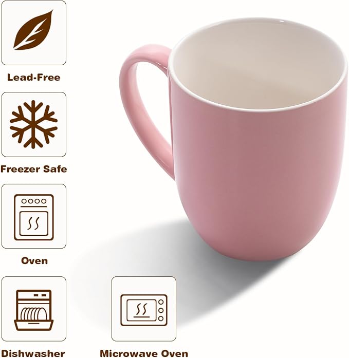 Urbanstrive 16 oz Large Coffee Mug with Handle Tea Cup Novelty Coffee Cup Idea Gift for Men Women Office Work (Pink)