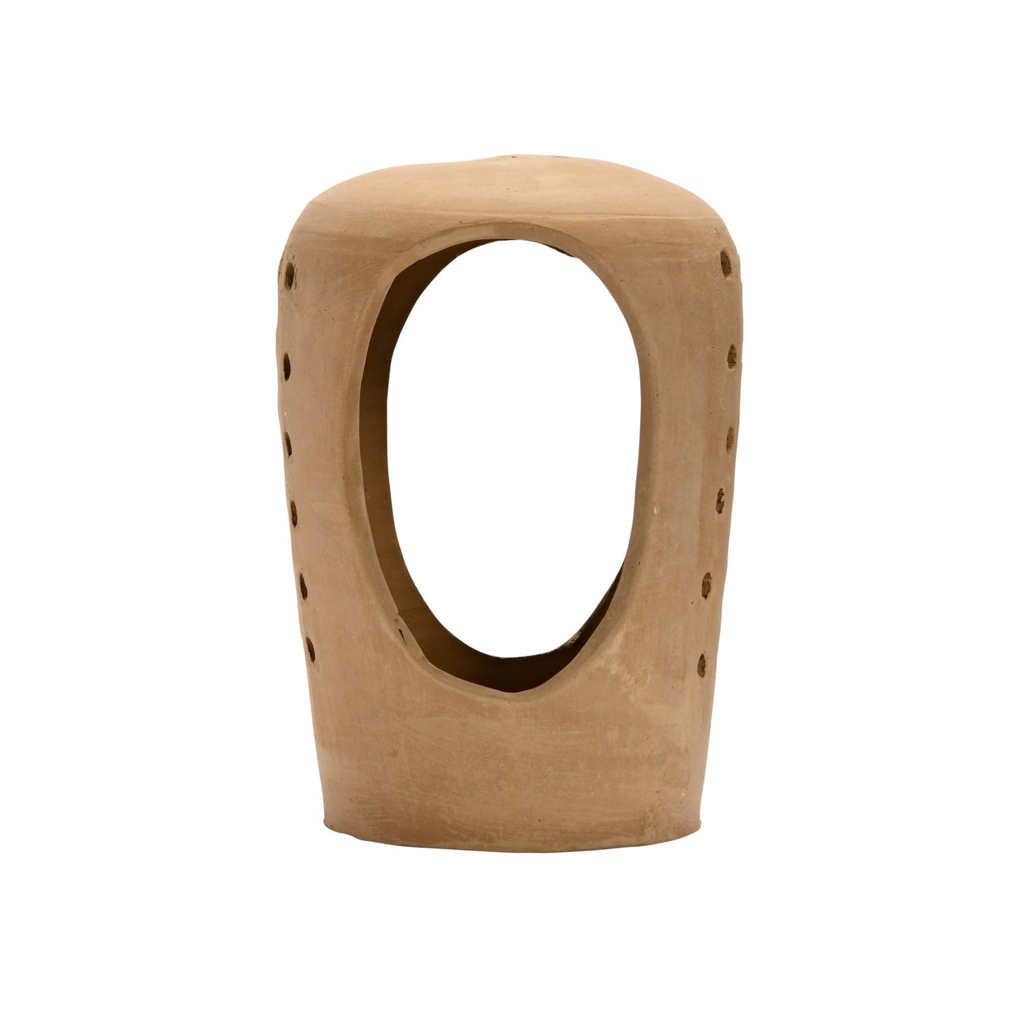 Creative Co-Op Handmade Terracotta Candle Holder with Cutouts