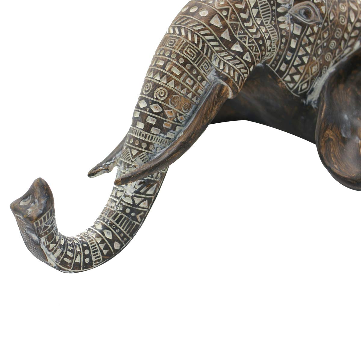OTARTU African Elephant Wall Bust Sculpture 11" Tall Carved Noble Elephant Head Hanging Wall Decor Art Wooden Color