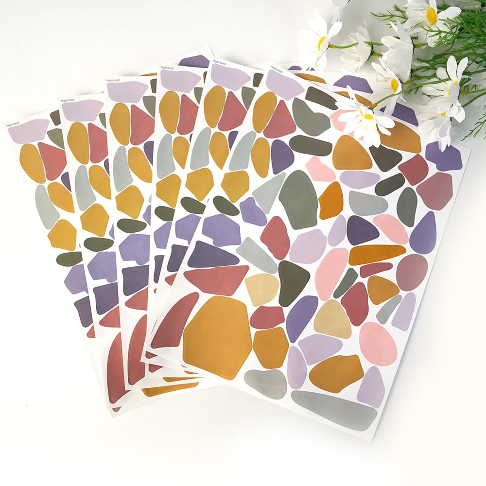 610 PCS Terrazzo Wall Decals – 10 Sheets Modern Abstract Marble-Inspired Vinyl Peel & Stick Wall Art Decor, Neutral Aesthetic Wall Stickers for Bedroom, Living Room, Home Office & Studio